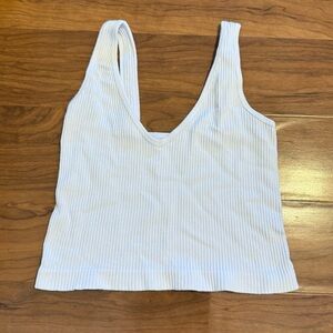 FREE PEOPLE INTIMATELY Ribbed White Tank Top V Neck size M/L